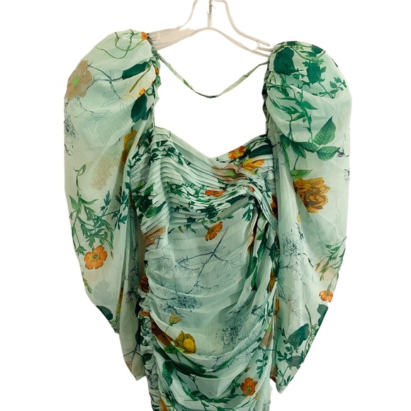 ASOS Edition Ruched Mini Dress With Puff Sleeves Size 0 - Picture 9 of 9